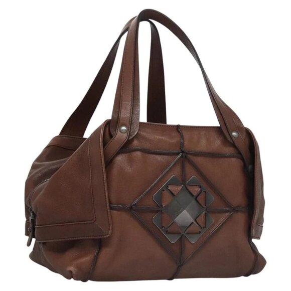 Salvatore Ferragamo Hand Bag Leather Brown Auth - Picture 1 of 16